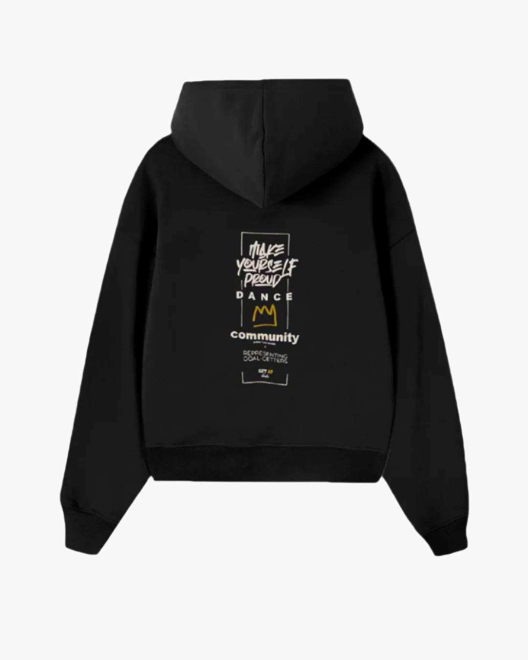 Black hoodie with PROUD design