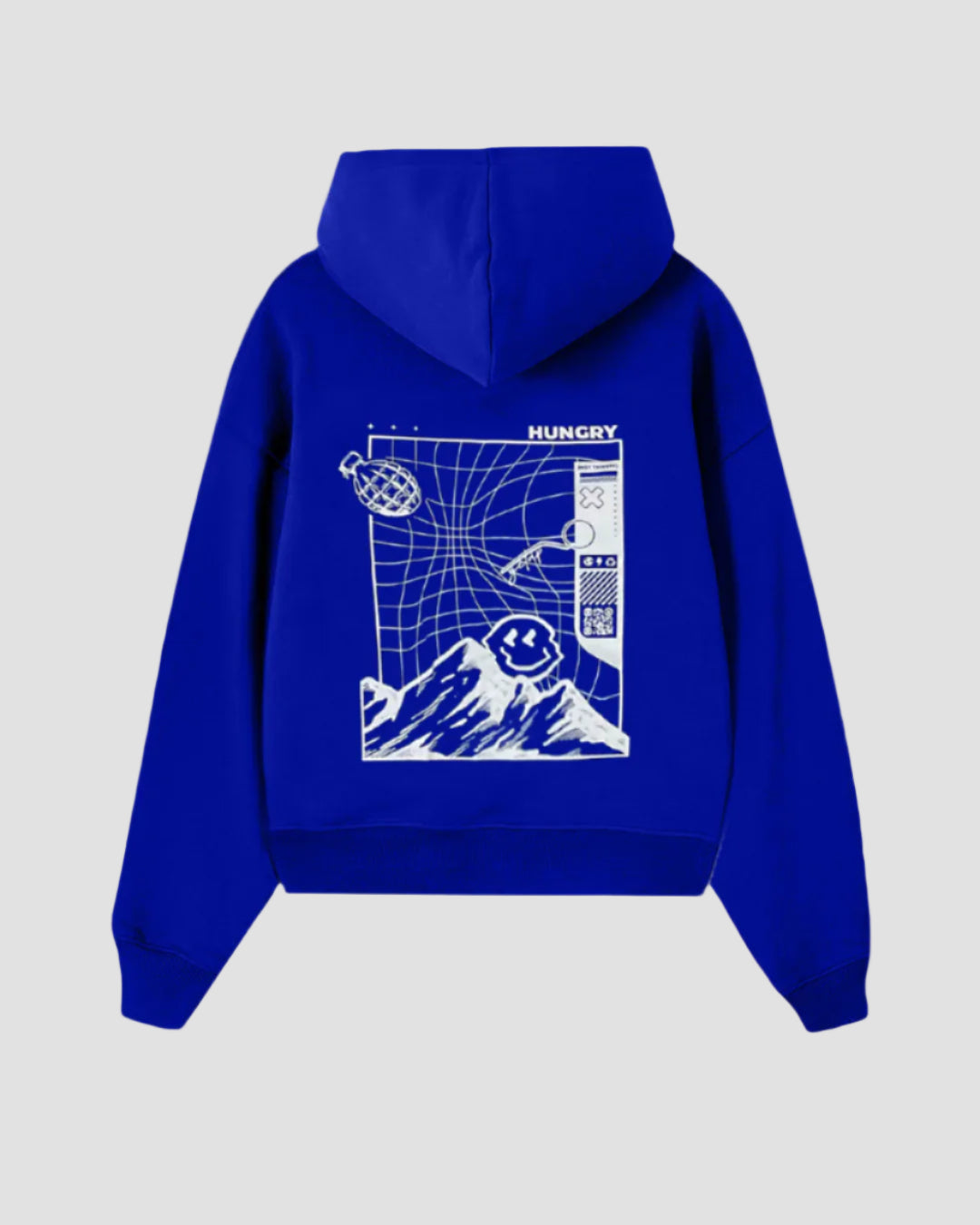 Blue hoodie with warzone design
