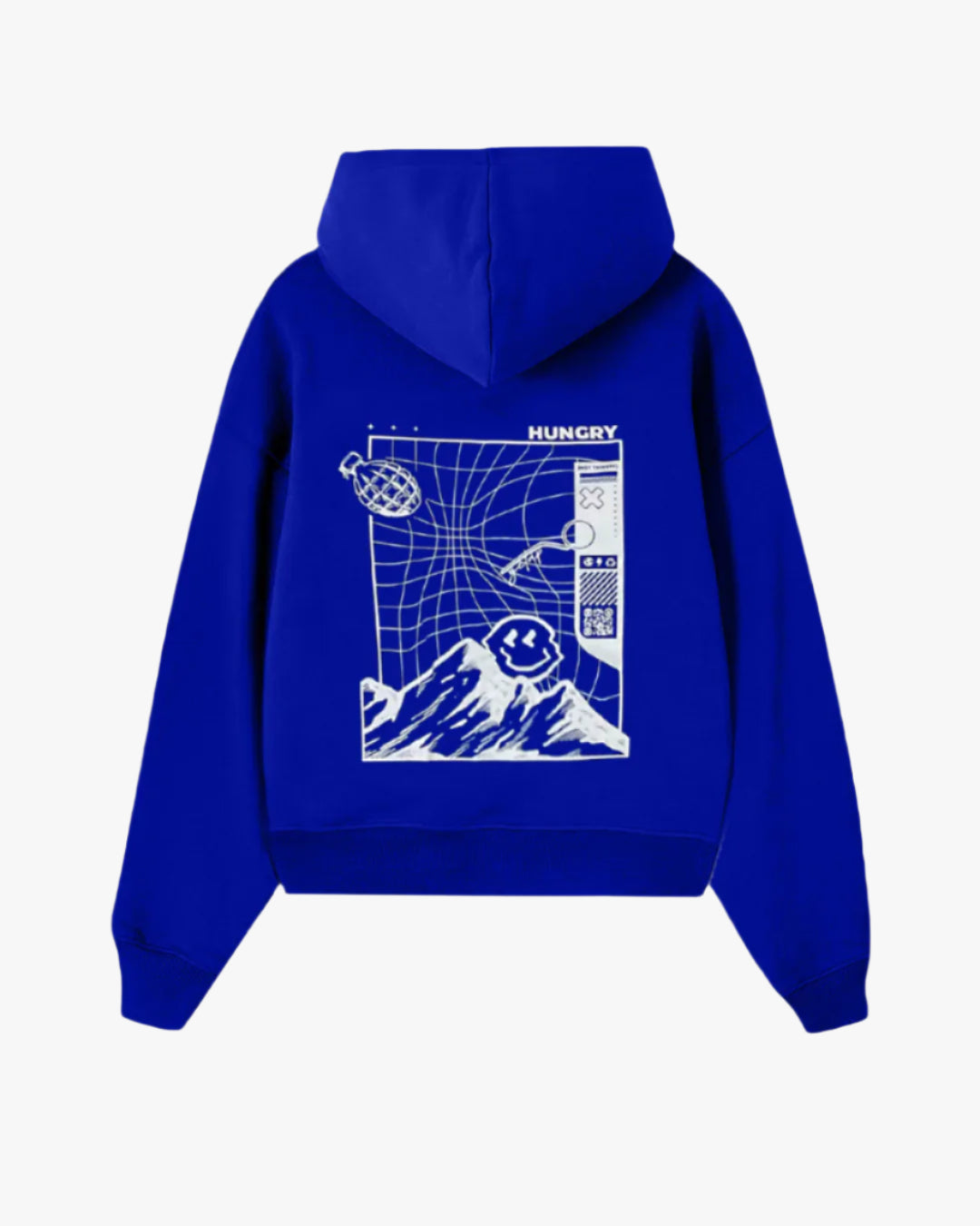 Blue hoodie with warzone design