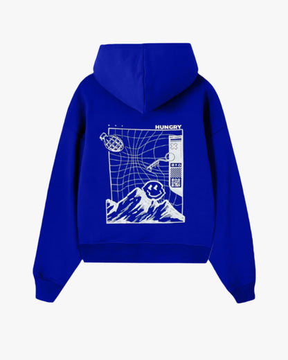 Blue hoodie with warzone design